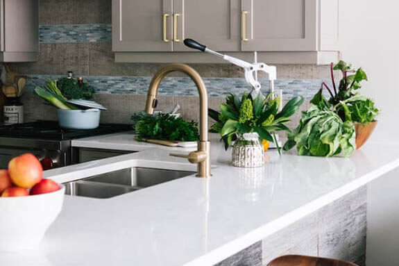 white quartz kitchen