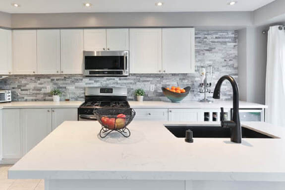 white marble kitchen counter